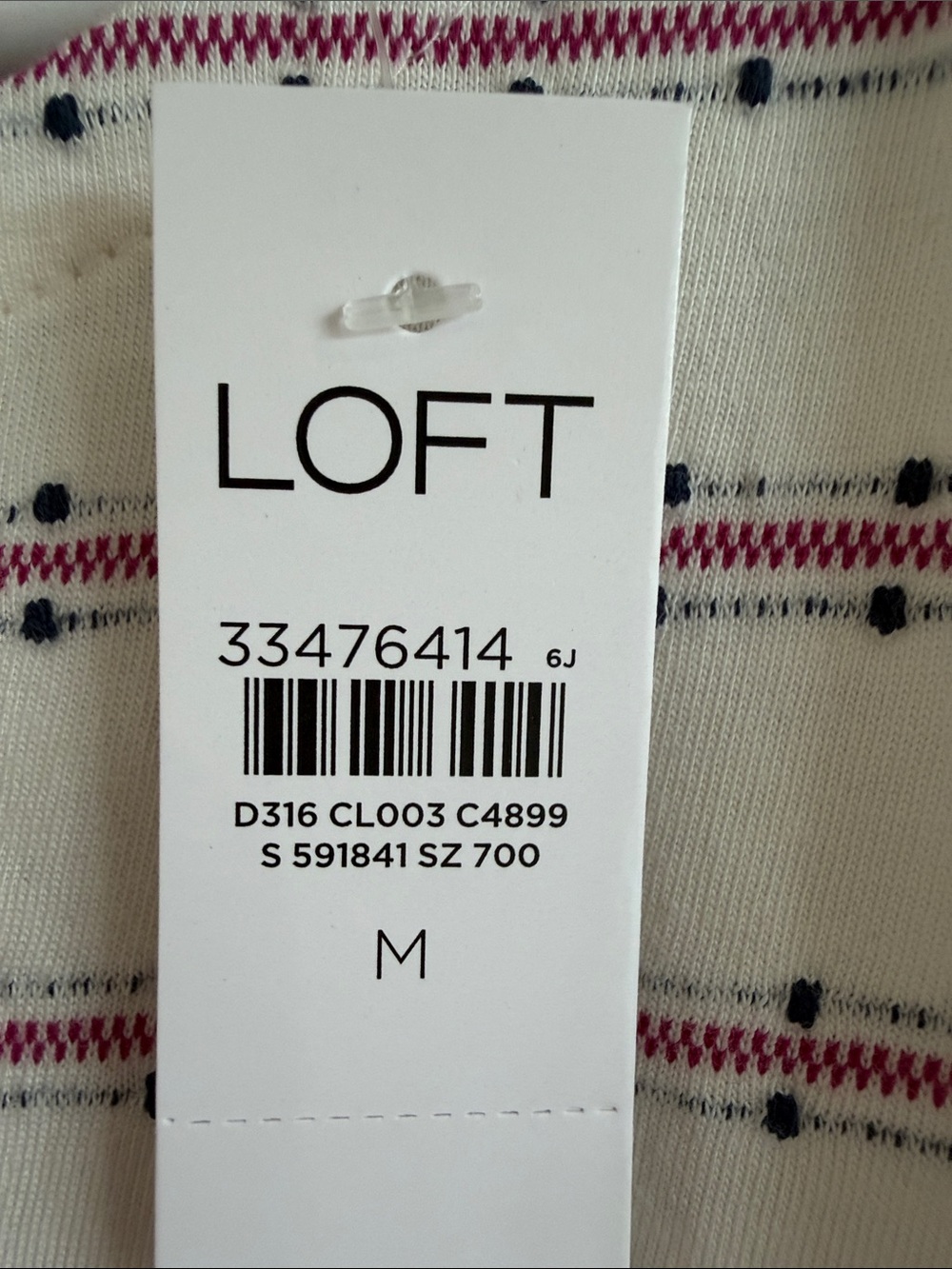 NWT LOFT Cream Dress with Purple-Accent Stripes and Ruffle Hem - Picture 2 of 11